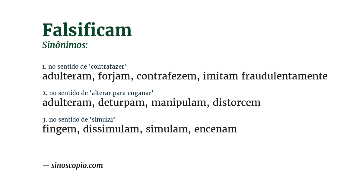Sinônimo de falsificam