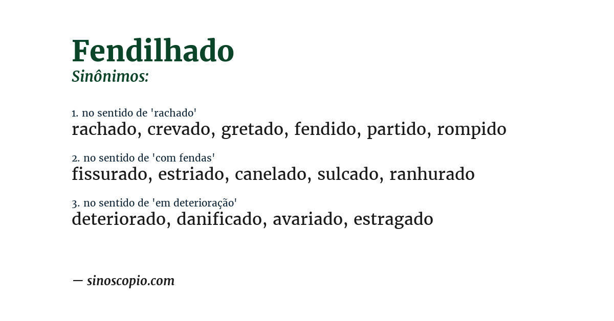 Sinônimo de fendilhado