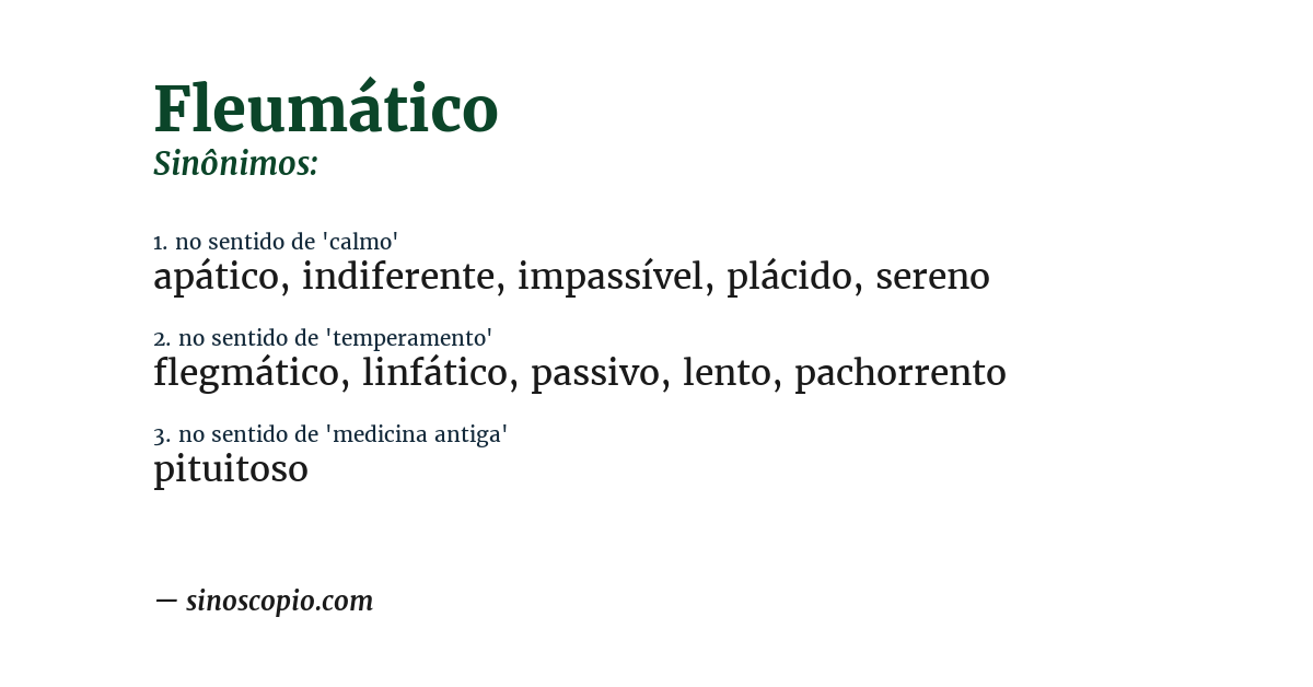 Sinônimo de fleumático