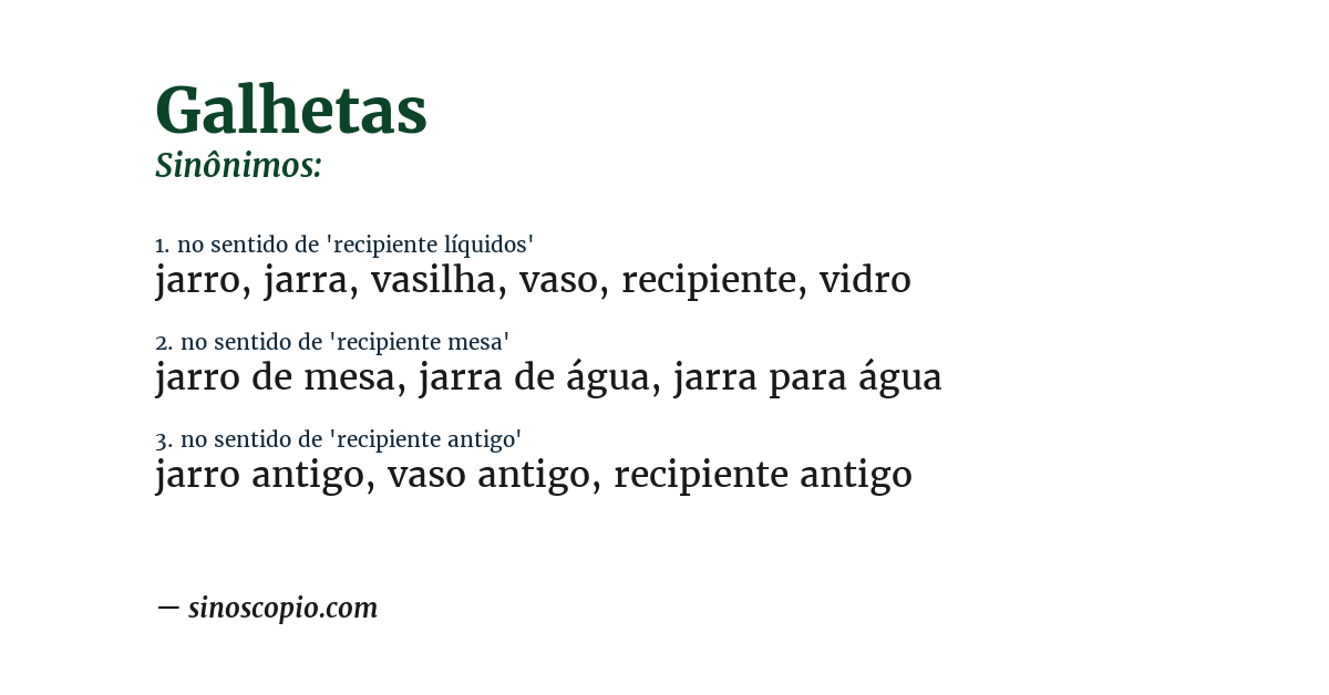 Sinônimo de galhetas