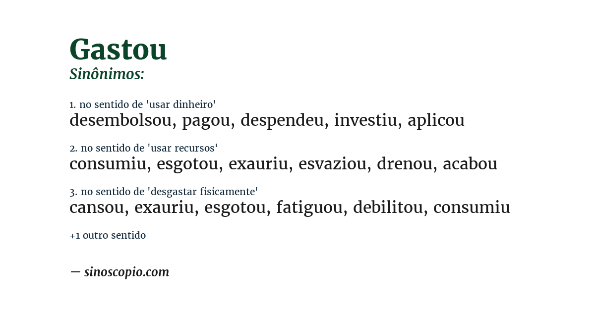 Sinônimo de gastou