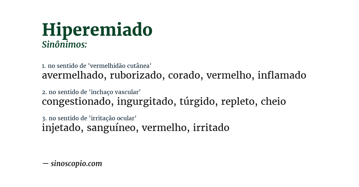 Sinônimo de hiperemiado