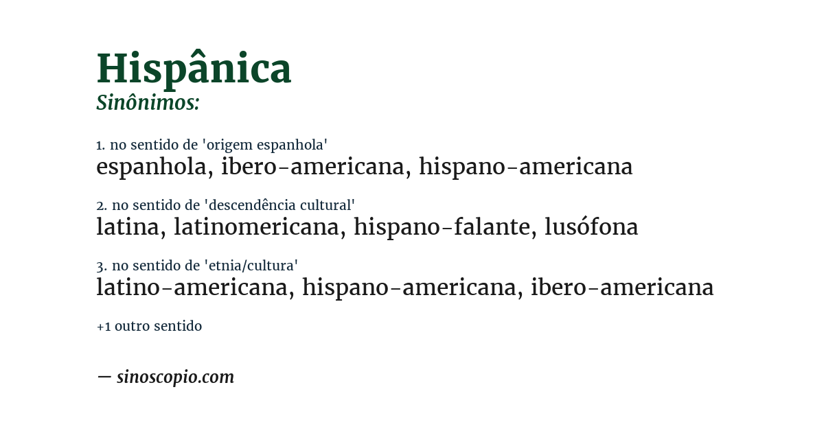 Sinônimo de hispânica
