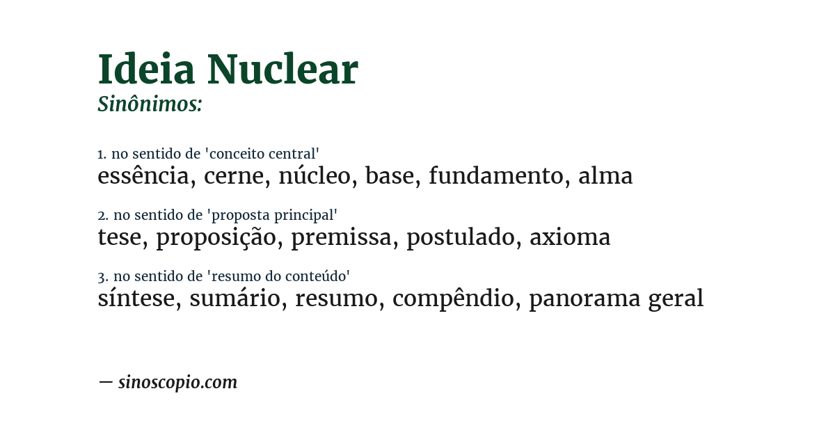 Sinônimo de ideia nuclear