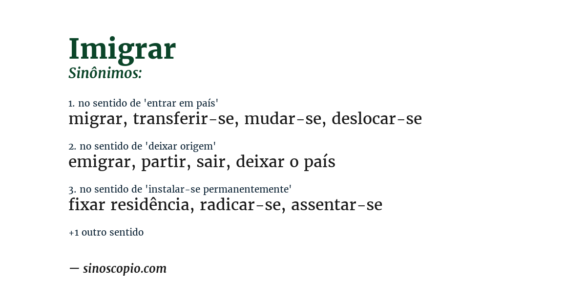 Sinônimo de imigrar