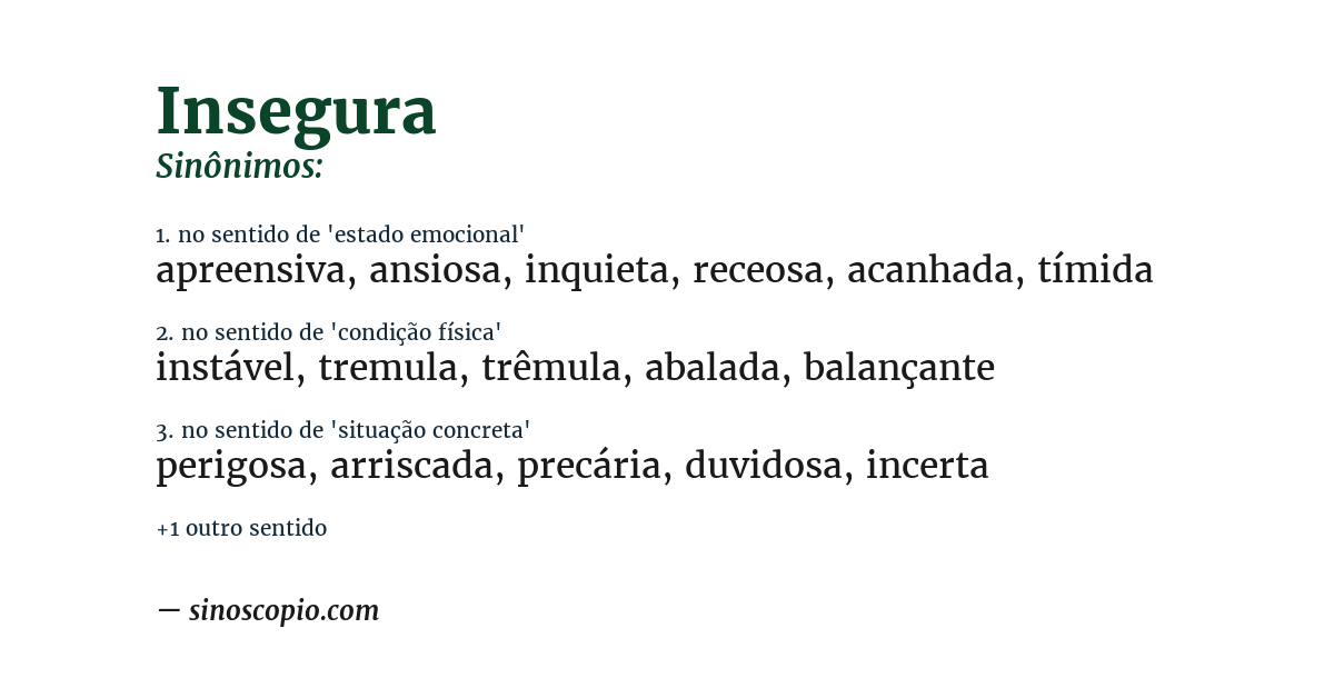 Sinônimo de insegura