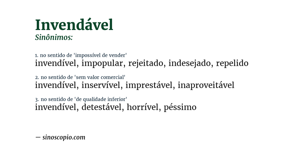 Sinônimo de invendável