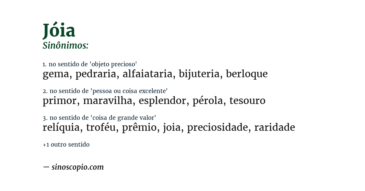 Sinônimo de jóia