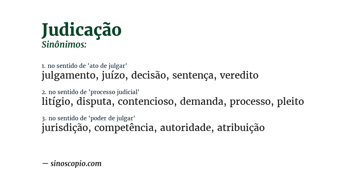 Sinônimo de judicação