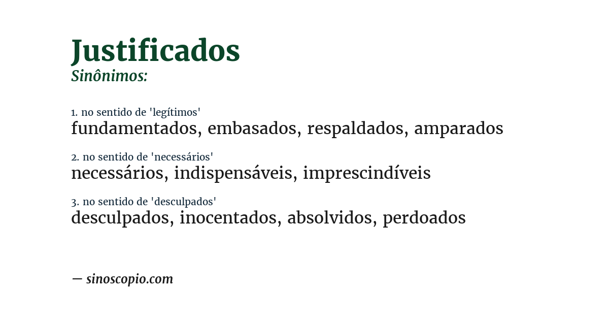 Sinônimo de justificados