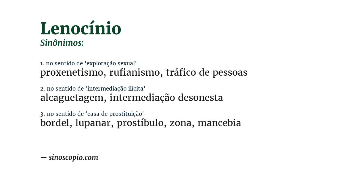 Sinônimo de lenocínio