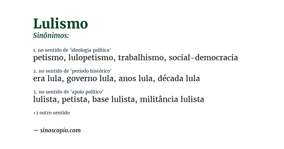 Sinônimo de lulismo
