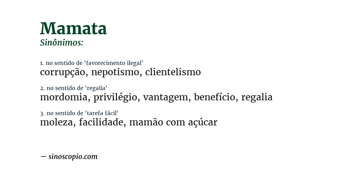 Sinônimo de mamata