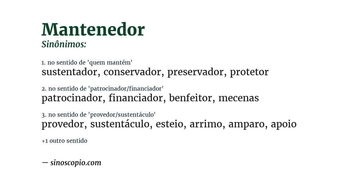 Sinônimo de mantenedor
