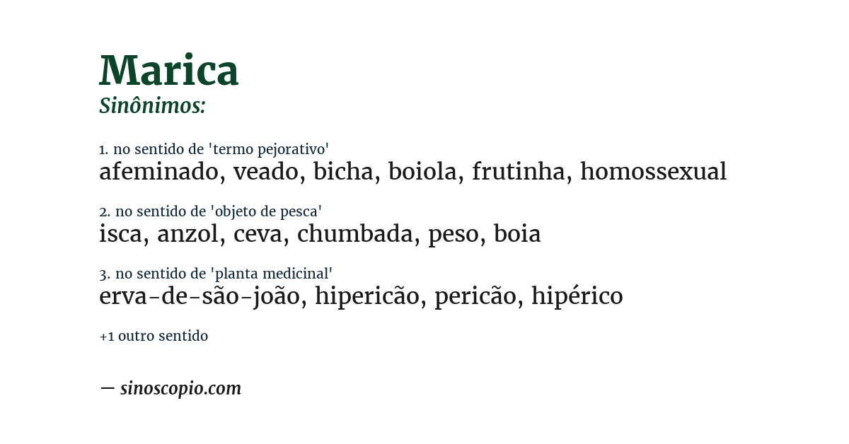 Sinônimo de marica
