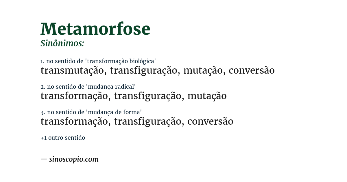 Sinônimo de metamorfose