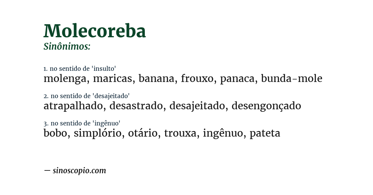 Sinônimo de molecoreba