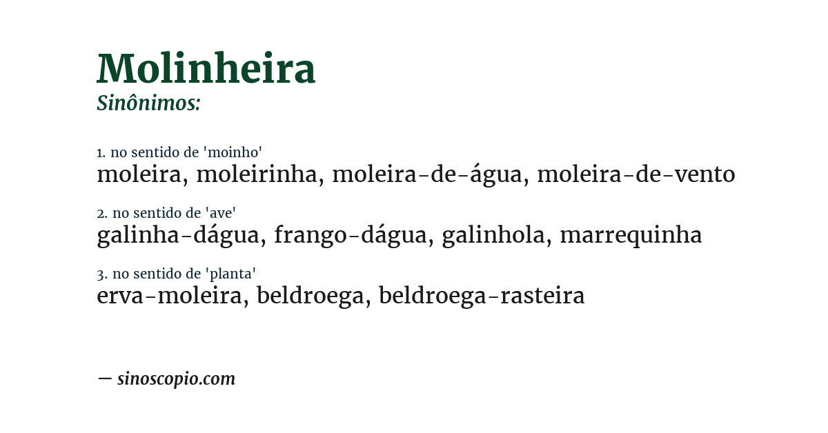 Sinônimo de molinheira