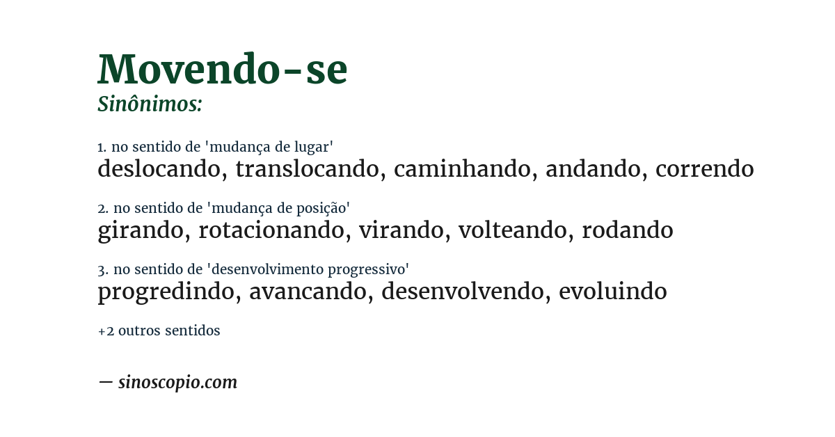 Sinônimo de movendo-se