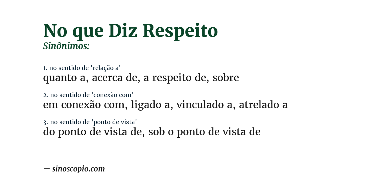 Sinônimo de no que diz respeito