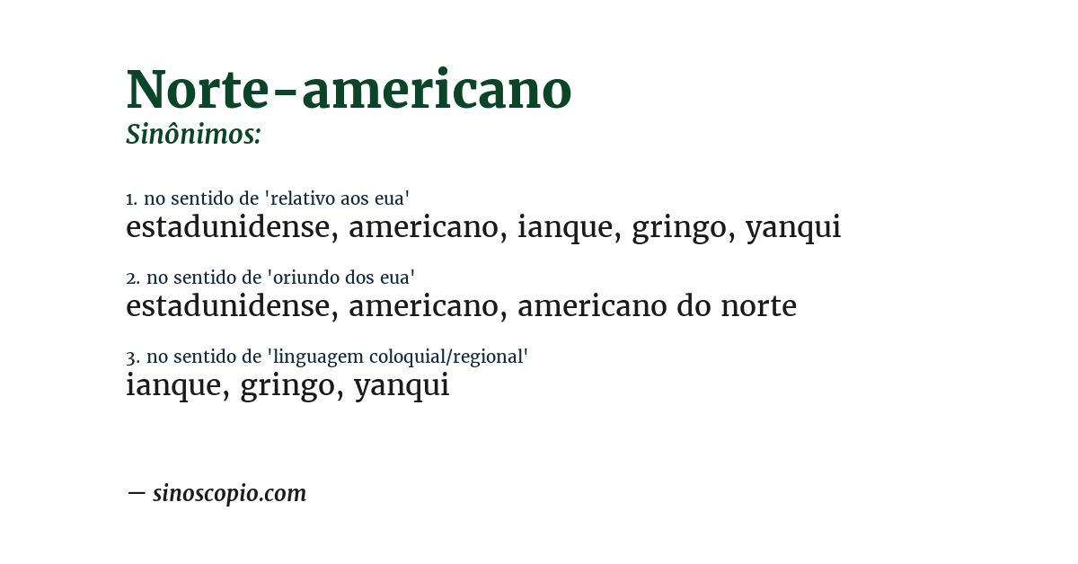Sinônimo de norte-americano