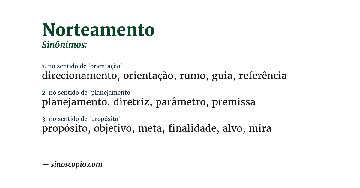 Sinônimo de norteamento