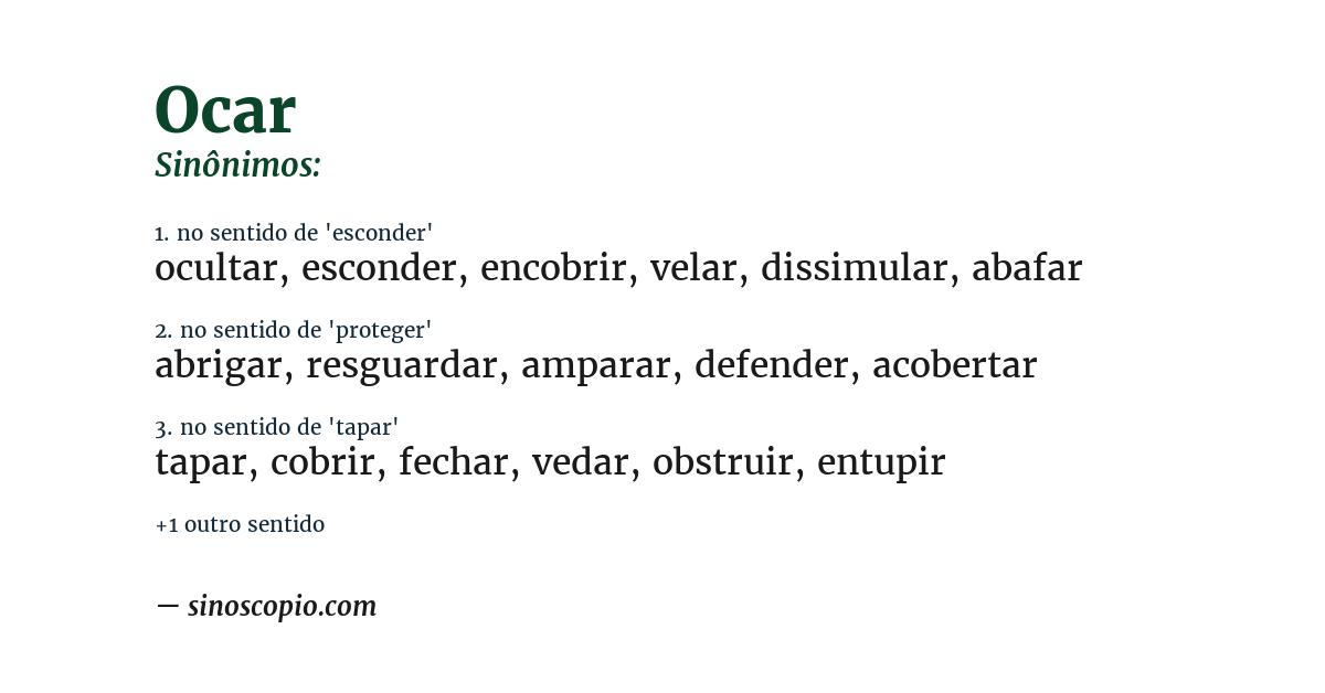Sinônimo de ocar