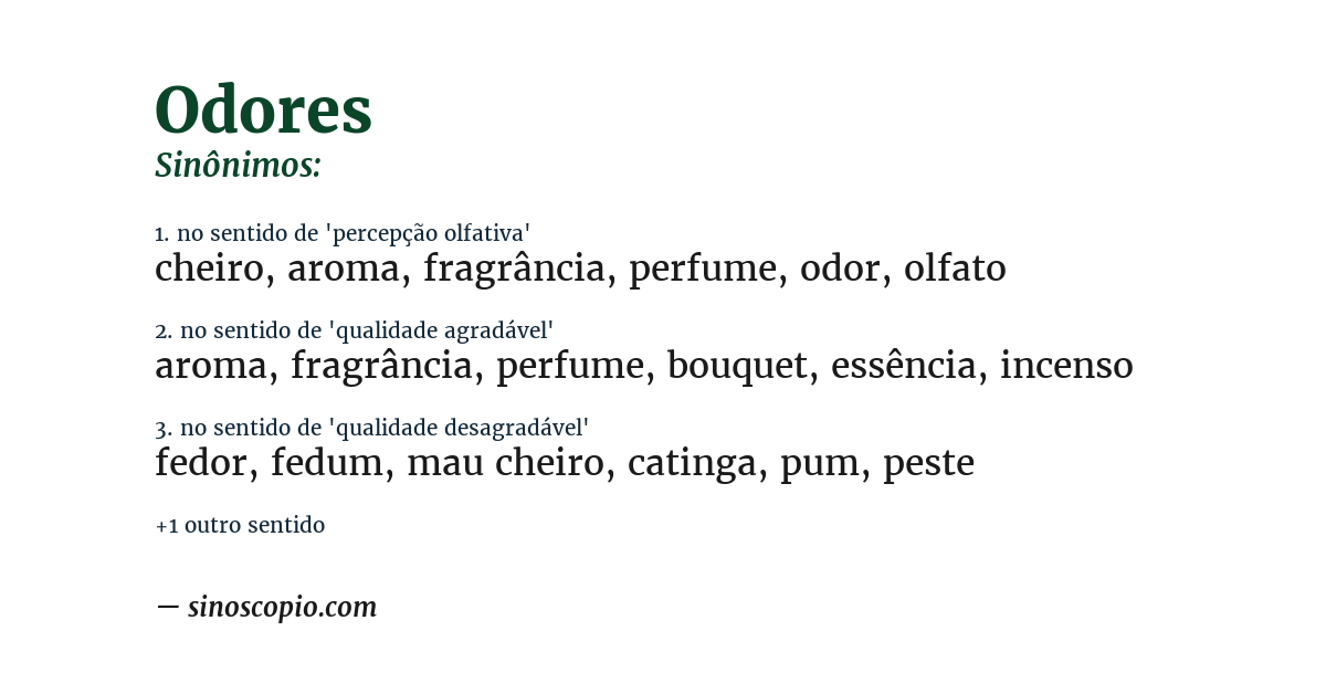 Sinônimo de odores