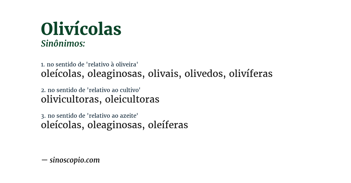 Sinônimo de olivícolas