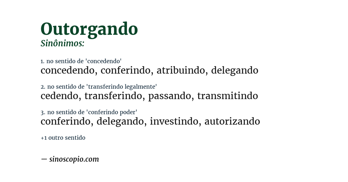 Sinônimo de outorgando