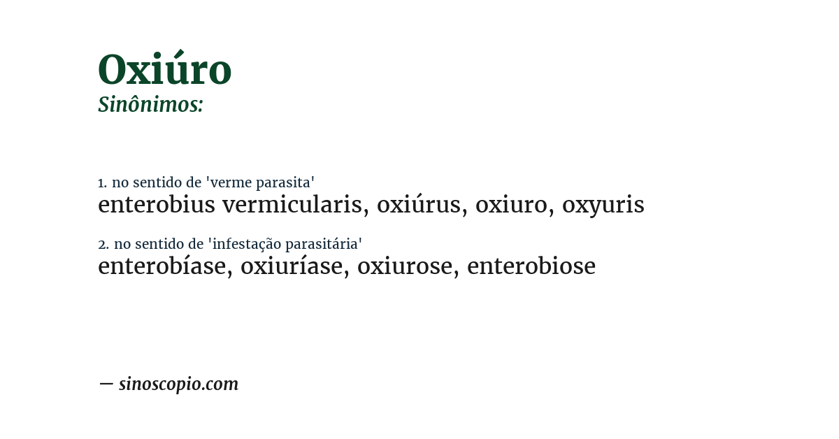 Sinônimo de oxiúro