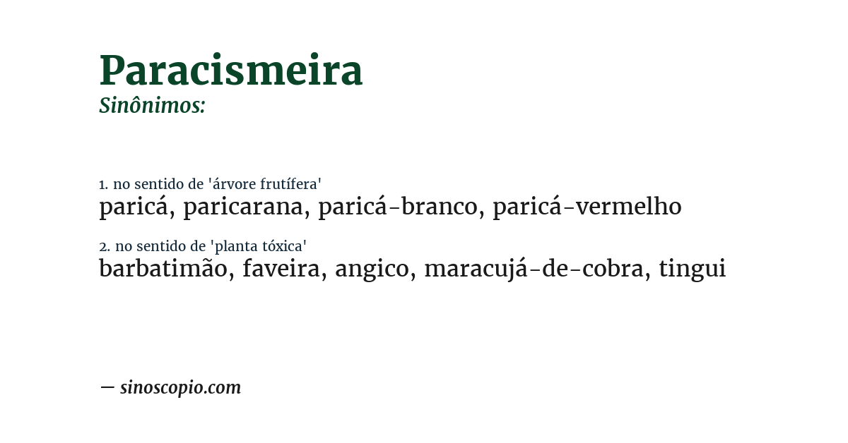 Sinônimo de paracismeira