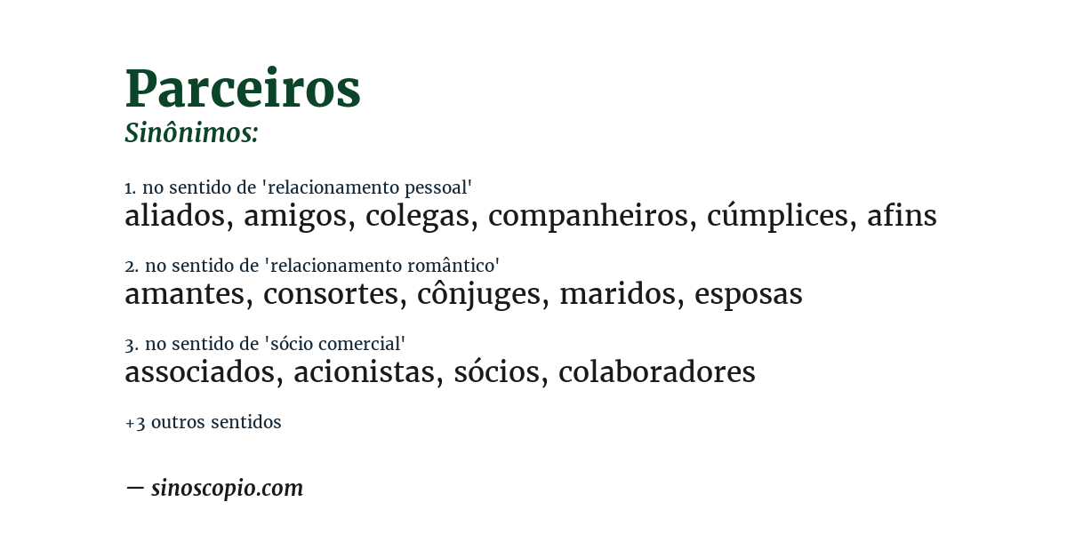 Sinônimo de parceiros