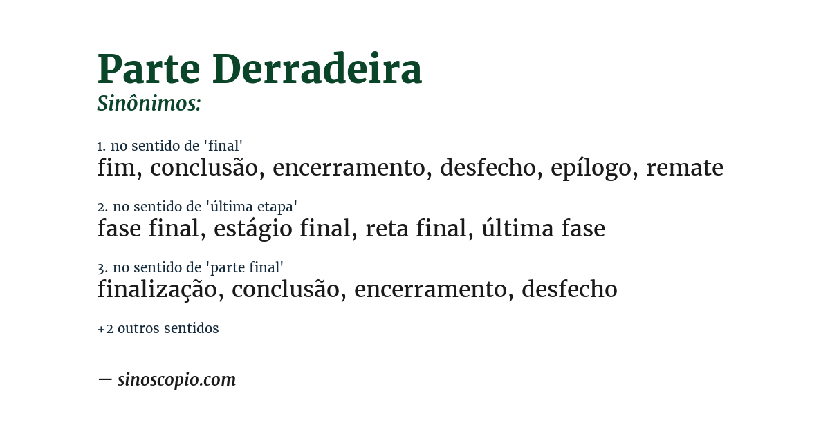 Sinônimo de parte derradeira