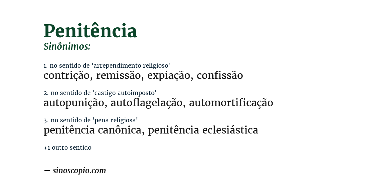 Sinônimo de penitência