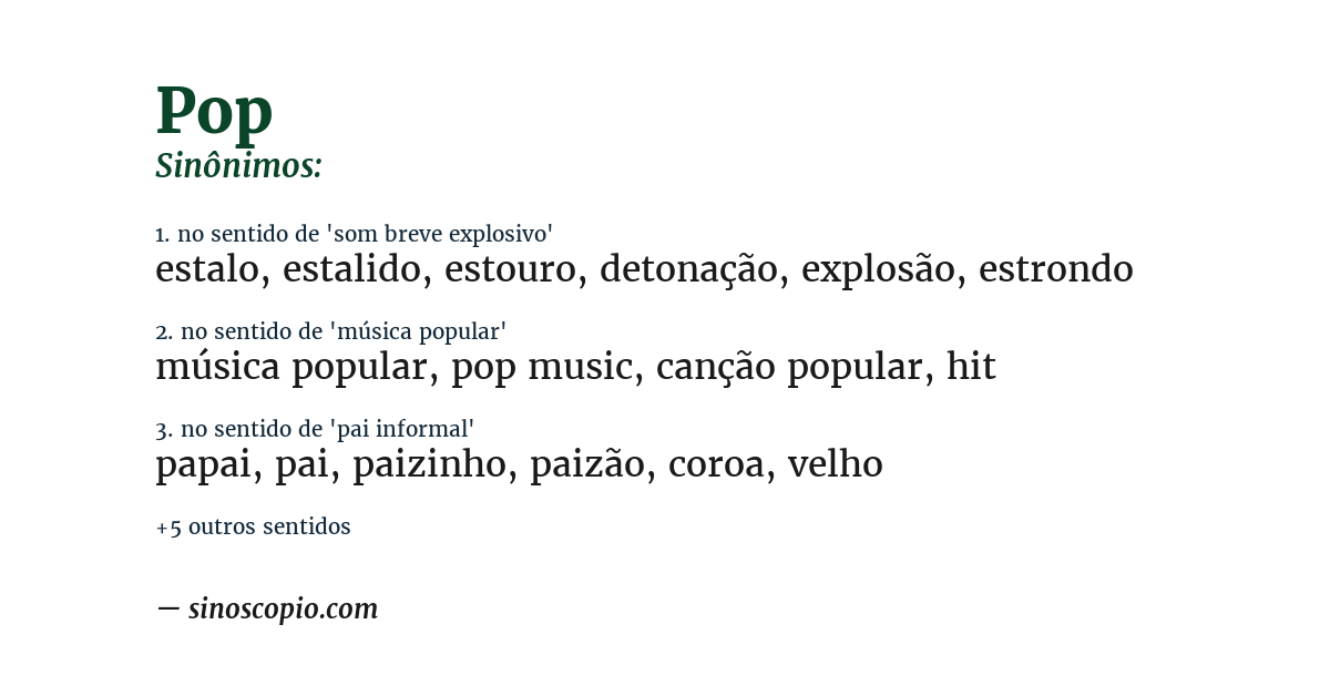 Sinônimo de pop