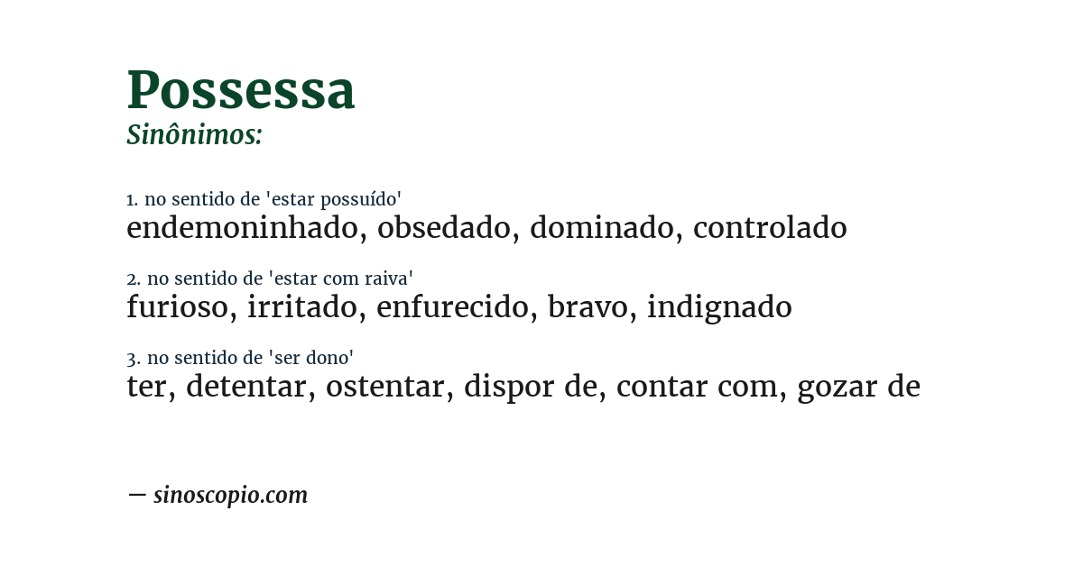 Sinônimo de possessa