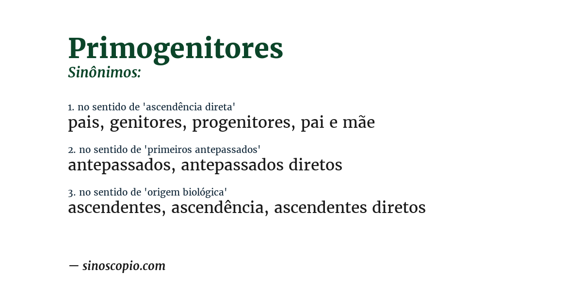 Sinônimo de primogenitores