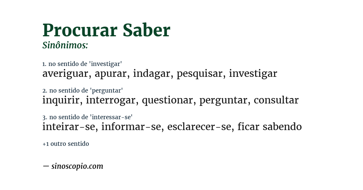 Sinônimo de procurar saber