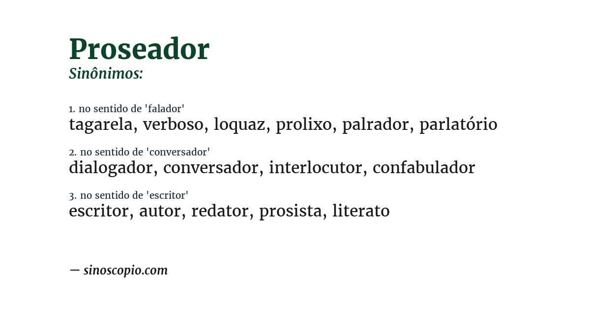 Sinônimo de proseador