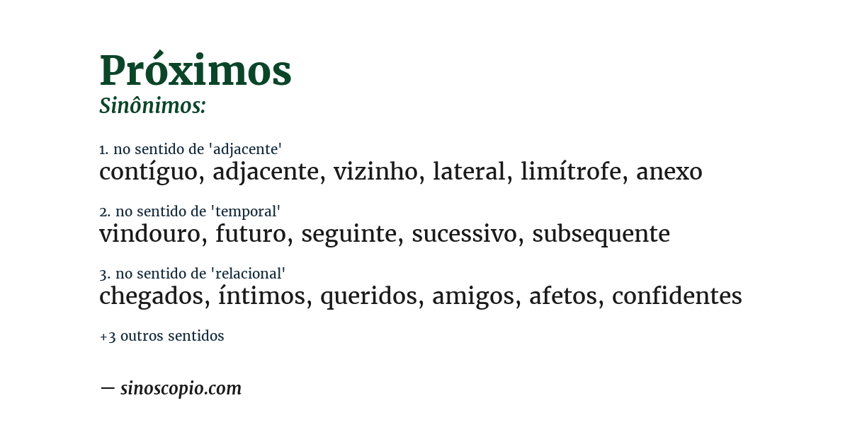 Sinônimo de próximos