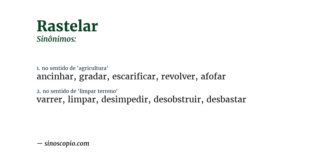 Sinônimo de rastelar