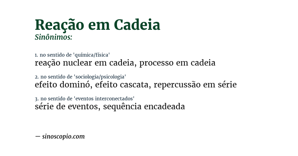 Sinônimo de reação em cadeia
