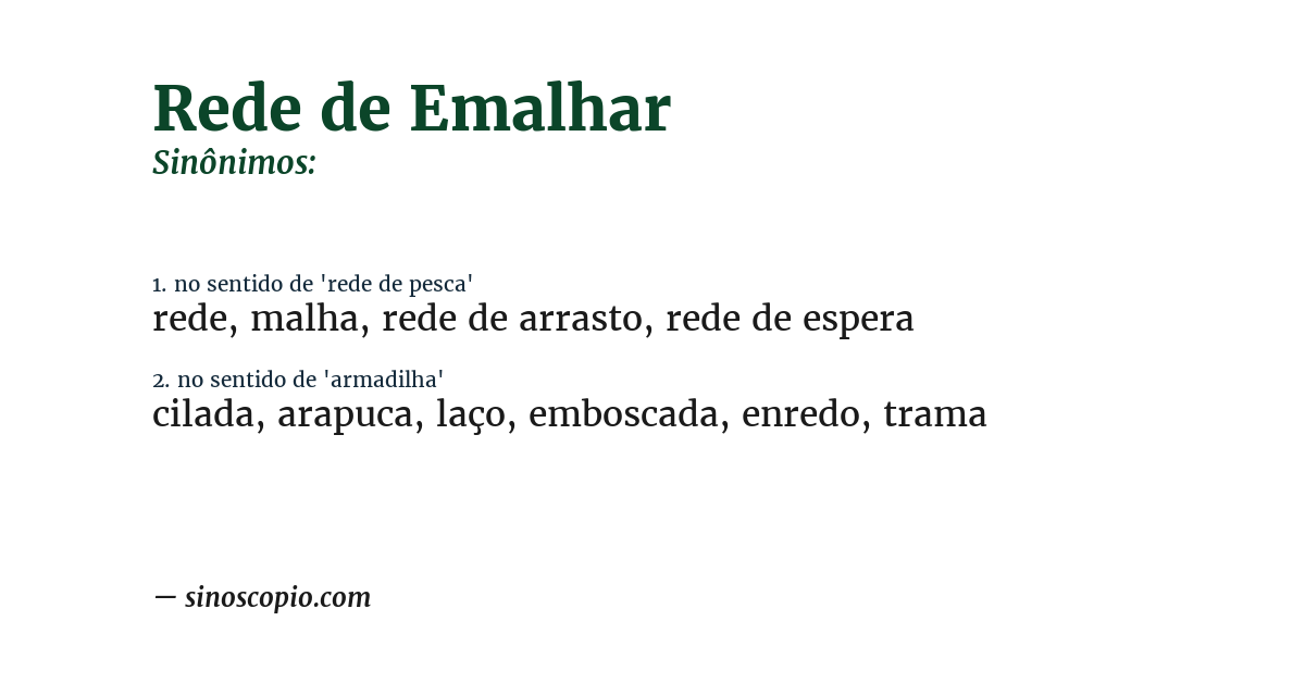 Sinônimo de rede de emalhar