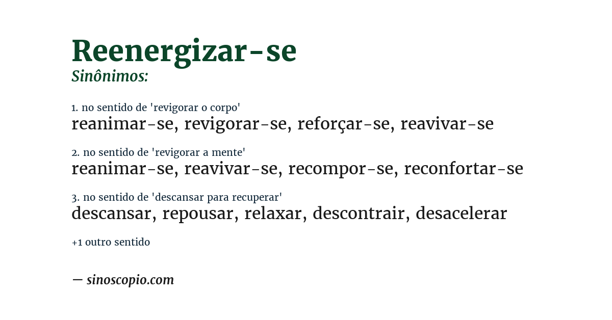 Sinônimo de reenergizar-se