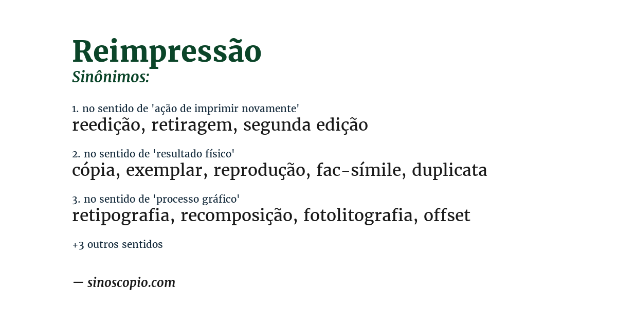 Sinônimo de reimpressão