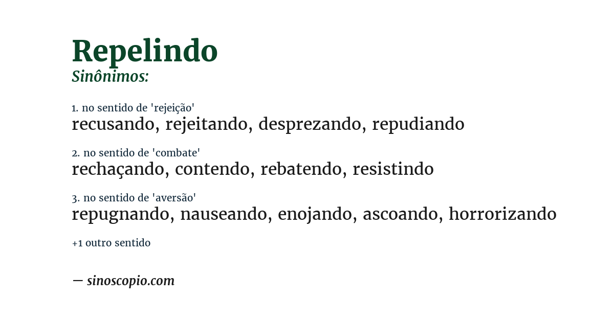 Sinônimo de repelindo