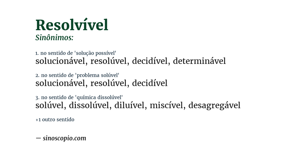 Sinônimo de resolvível