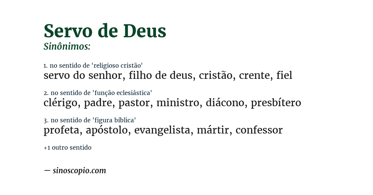 Sinônimo de servo de deus