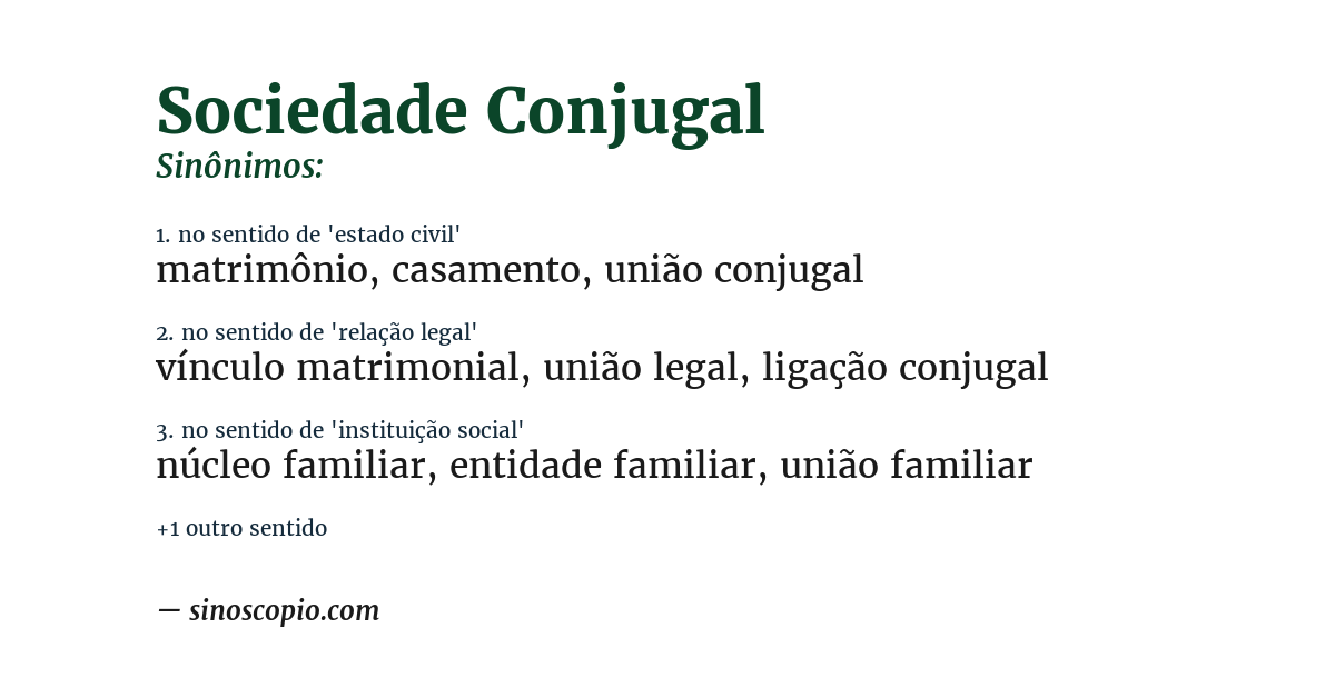Sinônimo de sociedade conjugal